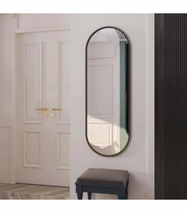Emi - Black Metal Runway Oval Mirror - 120cm x 40cm