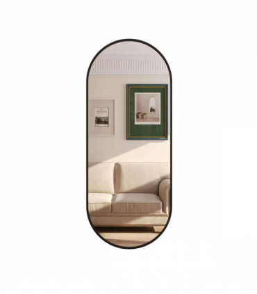 Emi - Full Length Black Metal Runway Oval Mirror - 150cm x 60cm