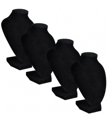 Flannel Jewelry Holder Necklace Bust Black 9 x 8.5 x 15 cm 4 pcs