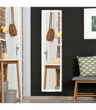 Full Length Mirror with LED Light, Silver, Black, 156.5H x 40W x 51Dcm