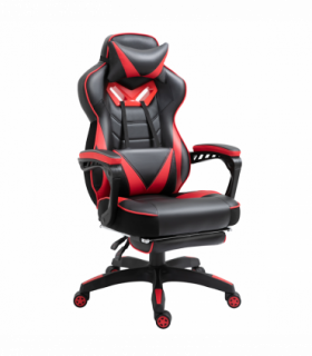 Gaming Chair Ergonomic Reclining w/ Manual Footrest Wheels Stylish Office Red