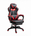 Gaming Chair Ergonomic Reclining w/ Manual Footrest Wheels Stylish Office Red