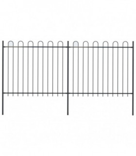 Garden Fence with Hoop Top Steel 3.4x1.5 m Black