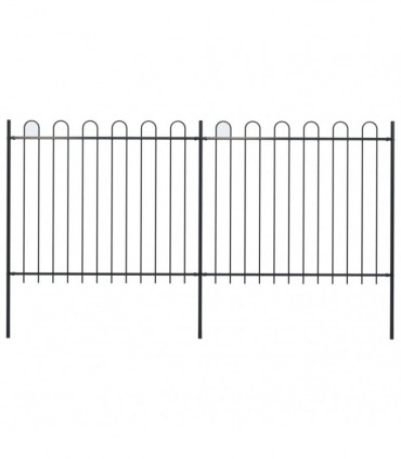 Garden Fence with Hoop Top Steel 3.4x1.5 m Black