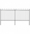 Garden Fence with Hoop Top Steel 3.4x1.5 m Black