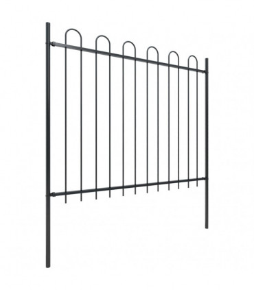 Garden Fence with Hoop Top Steel 3.4x1.5 m Black