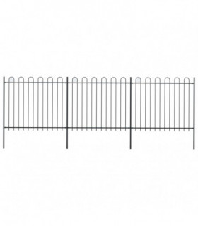 Garden Fence with Hoop Top Steel 5.1x1.5 m Black