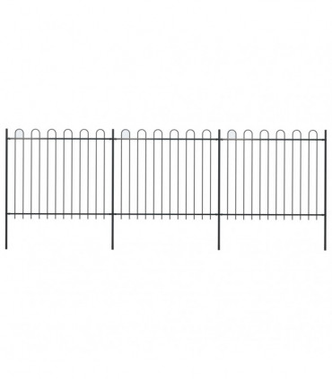 Garden Fence with Hoop Top Steel 5.1x1.5 m Black