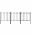 Garden Fence with Hoop Top Steel 5.1x1.5 m Black