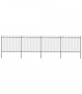 Garden Fence with Hoop Top Steel 6.8x1.5 m Black