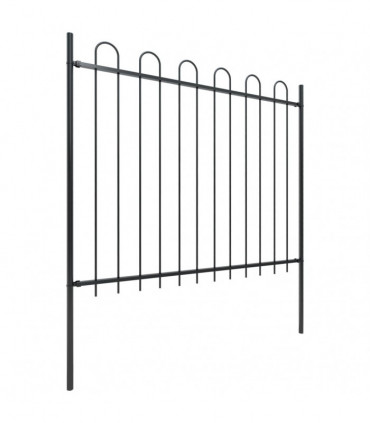 Garden Fence with Hoop Top Steel 6.8x1.5 m Black