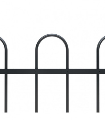 Garden Fence with Hoop Top Steel 6.8x1.5 m Black
