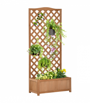 Garden Wooden Planter Box Brown Solid Wood 76x36x170cm with Trellis