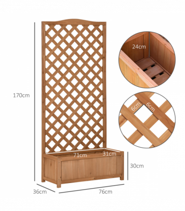 Garden Wooden Planter Box Brown Solid Wood 76x36x170cm with Trellis
