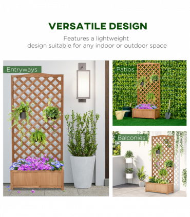 Garden Wooden Planter Box Brown Solid Wood 76x36x170cm with Trellis