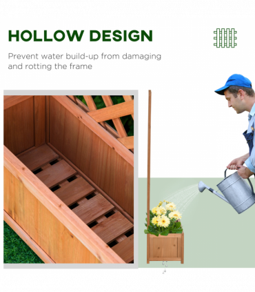 Garden Wooden Planter Box Brown Solid Wood 76x36x170cm with Trellis