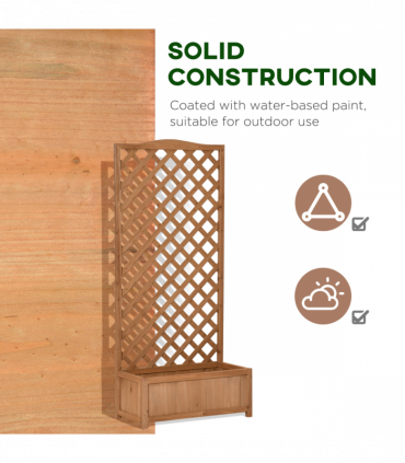 Garden Wooden Planter Box Brown Solid Wood 76x36x170cm with Trellis