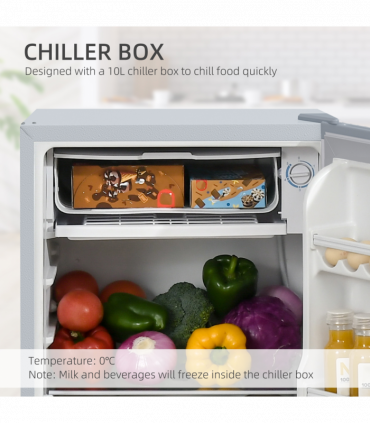 HOMCOM 91L Freestanding Under Counter Fridge with Reversible Door Grey