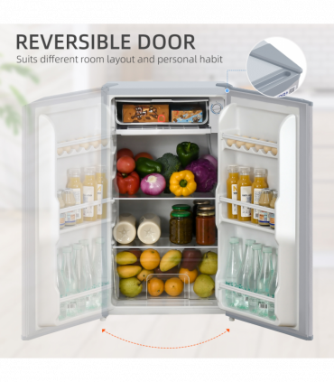 HOMCOM 91L Freestanding Under Counter Fridge with Reversible Door Grey