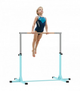HOMCOM Adjustable Kids Gymnastics Bar Horizontal Training Steel, Light Blue