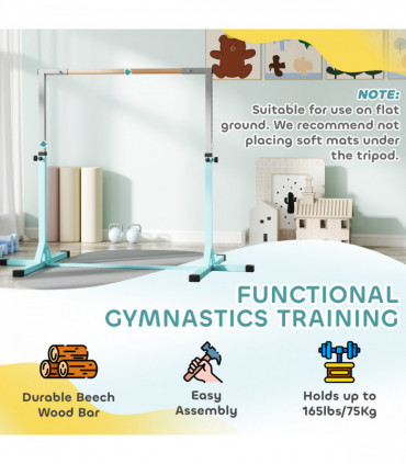 HOMCOM Adjustable Kids Gymnastics Bar Horizontal Training Steel, Light Blue