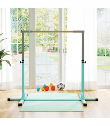 HOMCOM Adjustable Kids Gymnastics Bar Horizontal Training Steel, Light Blue