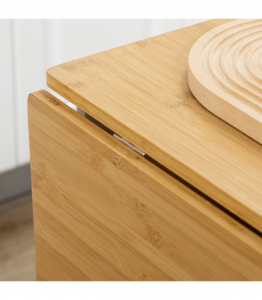 HOMCOM Bamboo Breakfast Cart with Drop Leaf Table and 2 Stools