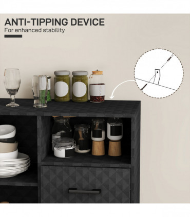 HOMCOM Cupboard with Adjustable Shelf, Open Compartment, 2 Drawers, Black