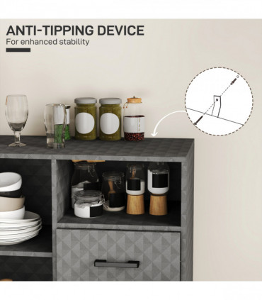 HOMCOM Cupboard with Adjustable Shelf, Open Compartment, 2 Drawers, Grey