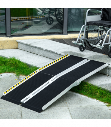 HOMCOM Folding Aluminium Wheelchair Ramp 152x73cm 272KG Capacity for Home