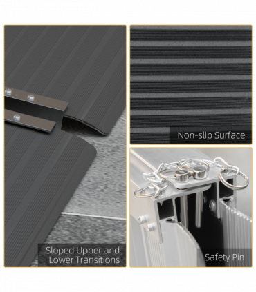 HOMCOM Folding Aluminium Wheelchair Ramp 152x73cm 272KG Capacity for Home