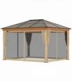 Hardtop Gazebo with Polycarbonate Roof Aluminium and Steel Frame for Patio Khaki