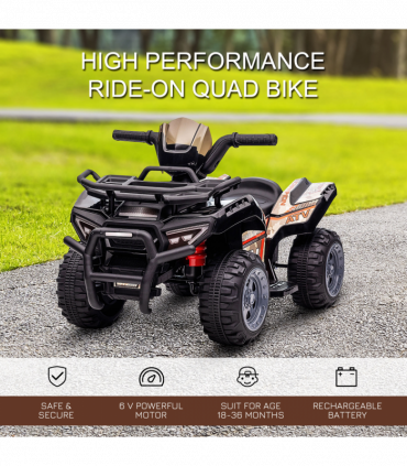 Kids Ride-on Four Wheeler ATV Car Black Electric 2 km/h 45 min Play 18-36 months