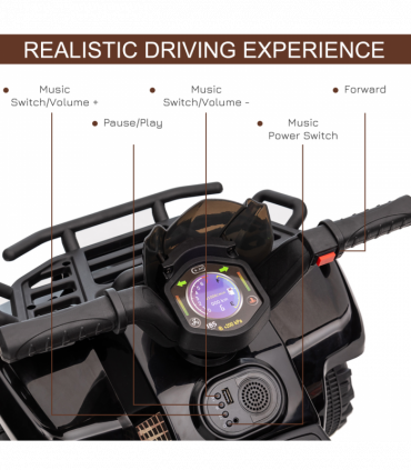 Kids Ride-on Four Wheeler ATV Car Black Electric 2 km/h 45 min Play 18-36 months