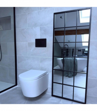 Kyō - Full Length Black Metal Rectangle Lattice Grid Mirror - 150cm x 60cm.