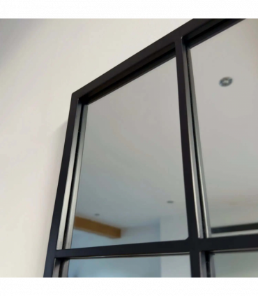 Kyō - Full Length Black Metal Rectangle Lattice Grid Mirror - 150cm x 60cm.