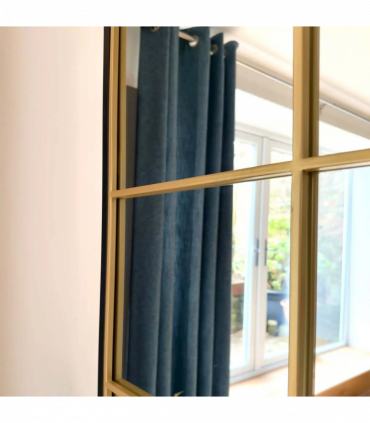 Kyō - Full Length Black and Gold Metal Rectangle Lattice Grid Mirror - 180cm x 105cm.