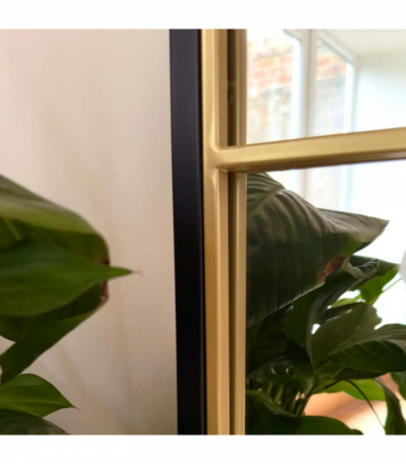 Kyō - Full Length Black and Gold Metal Rectangle Lattice Grid Mirror - 180cm x 105cm.