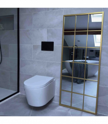 Kyō - Full Length Gold Metal Rectangle Lattice Grid Mirror - 150cm x 60cm