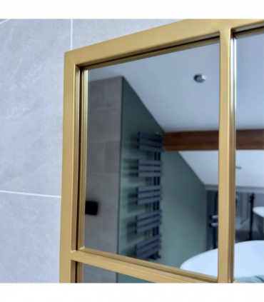 Kyō - Full Length Gold Metal Rectangle Lattice Grid Mirror - 150cm x 60cm