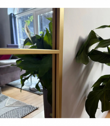 Kyō - Full Length Gold Metal Rectangle Lattice Grid Mirror - 150cm x 60cm