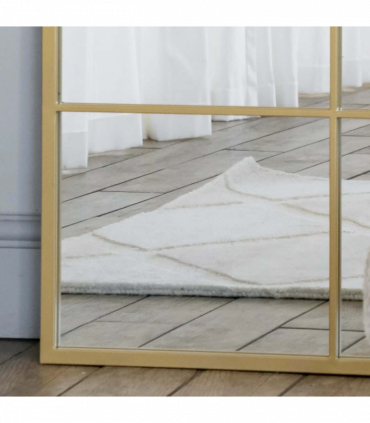 Kyō - Full Length Gold Metal Rectangle Lattice Window Mirror - 200cm x 120cm