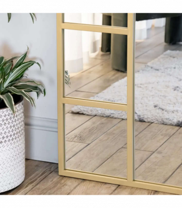 Mio - Full Length Gold Metal Arched Window Mirror - 180cm x 105cm.