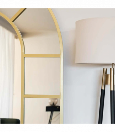 Mio - Full Length Gold Metal Arched Window Mirror - 180cm x 105cm.