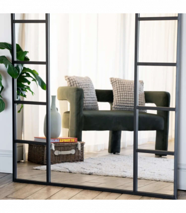 Mio- Full Length Black Metal Arched Window Mirror - 200cm x 120cm