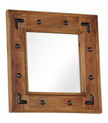 Mirror Solid Acacia Wood 50x50 cm