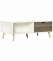 Modern Coffee Tables for Living Room w/ Storage Shelves, 2 Drawers, White