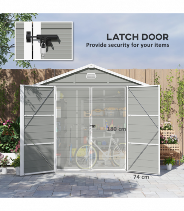 Outsunny 8 x 6ft Garden Shed Storage w/ Foundation Kit, Vents, Light Grey