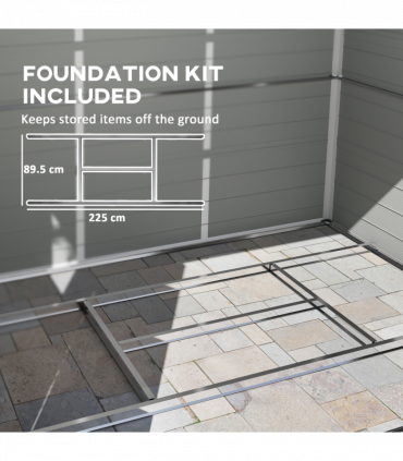 Outsunny 8 x 6ft Garden Shed Storage w/ Foundation Kit, Vents, Light Grey