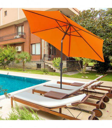 Patio Umbrella Parasol Sun Shade Garden Aluminium Orange 2.7M Outsunny